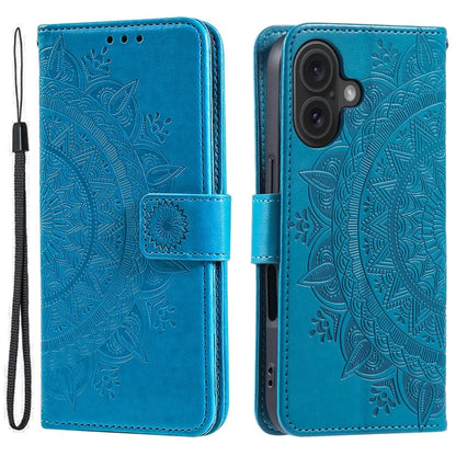 For iPhone 16 Plus Wallet Case Imprinted Totem PU Leather Stand Phone Cover