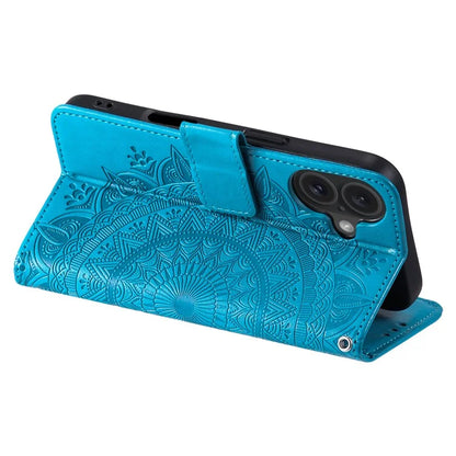 For iPhone 16 Plus Wallet Case Imprinted Totem PU Leather Stand Phone Cover