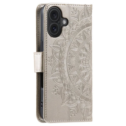 For iPhone 16 Plus Wallet Case Imprinted Totem PU Leather Stand Phone Cover