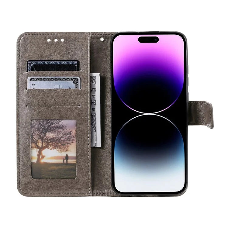 For iPhone 16 Plus Wallet Case Imprinted Totem PU Leather Stand Phone Cover