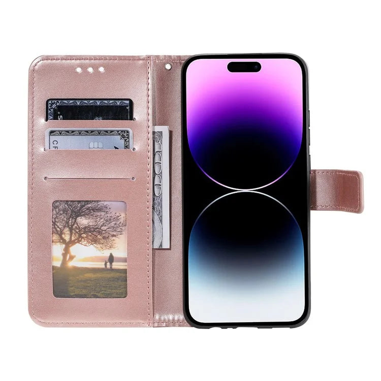 For iPhone 16 Plus Wallet Case Imprinted Totem PU Leather Stand Phone Cover