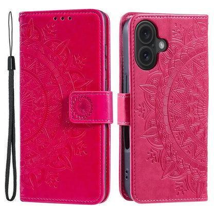 For iPhone 16 Plus Wallet Case Imprinted Totem PU Leather Stand Phone Cover
