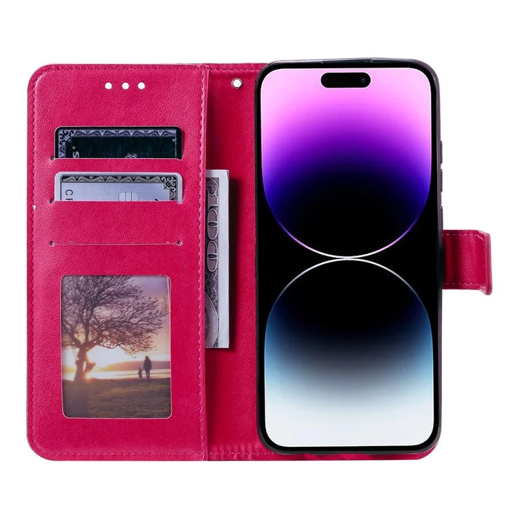 For iPhone 16 Plus Wallet Case Imprinted Totem PU Leather Stand Phone Cover