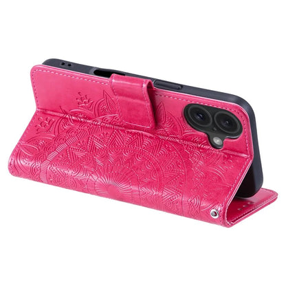 For iPhone 16 Plus Wallet Case Imprinted Totem PU Leather Stand Phone Cover