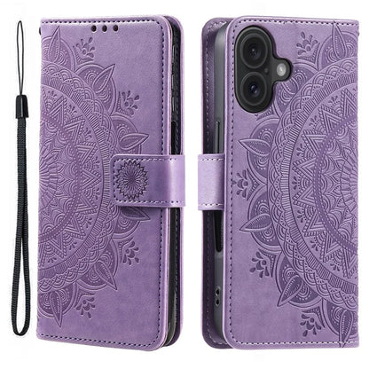 For iPhone 16 Plus Wallet Case Imprinted Totem PU Leather Stand Phone Cover
