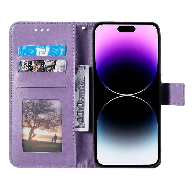 For iPhone 16 Plus Wallet Case Imprinted Totem PU Leather Stand Phone Cover