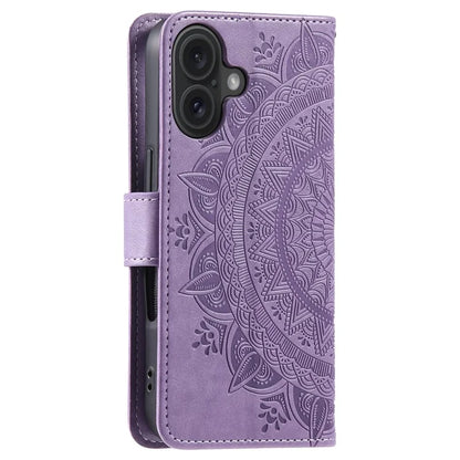 For iPhone 16 Plus Wallet Case Imprinted Totem PU Leather Stand Phone Cover