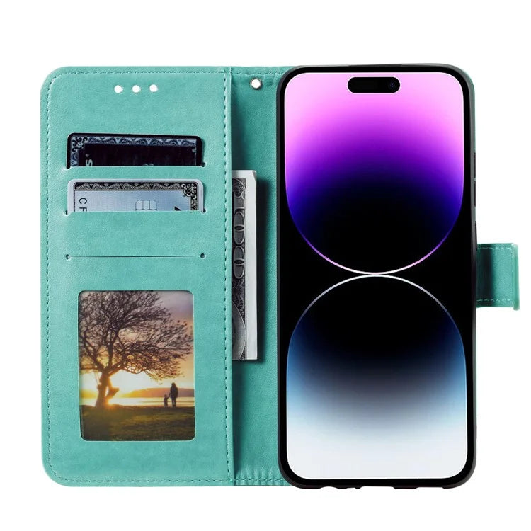 For iPhone 16 Plus Wallet Case Imprinted Totem PU Leather Stand Phone Cover