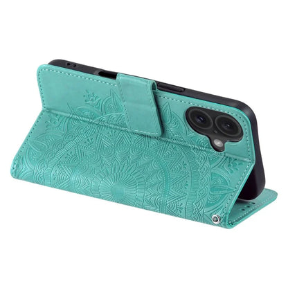 For iPhone 16 Plus Wallet Case Imprinted Totem PU Leather Stand Phone Cover