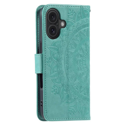 For iPhone 16 Plus Wallet Case Imprinted Totem PU Leather Stand Phone Cover