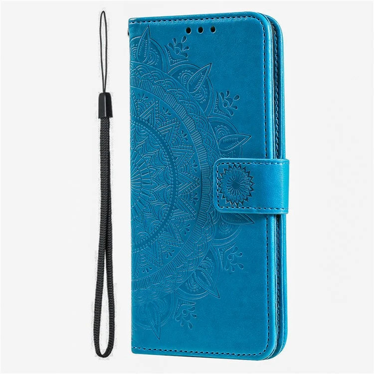 For iPhone 16 Stand Case PU Leather Wallet Phone Cover Totem Imprinted