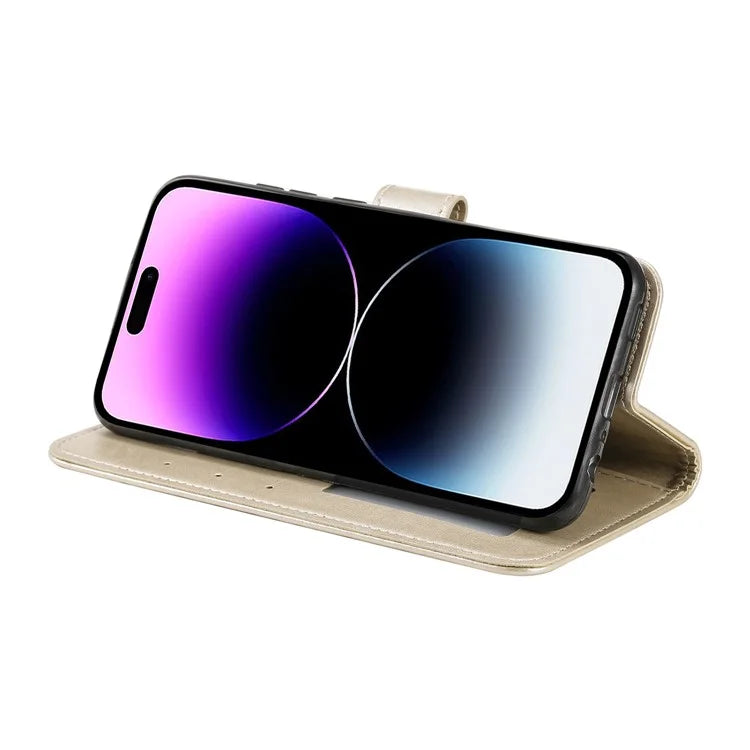 For iPhone 16 Stand Case PU Leather Wallet Phone Cover Totem Imprinted