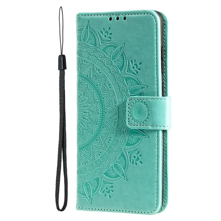 For iPhone 16 Stand Case PU Leather Wallet Phone Cover Totem Imprinted
