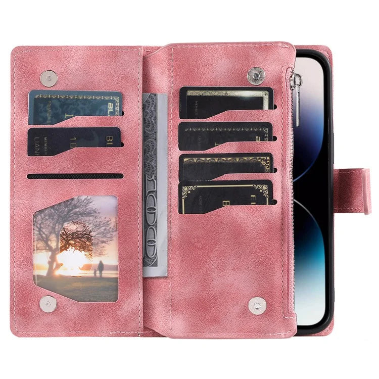 Style 006 For iPhone 16 Case PU Leather Wallet Phone Cover Mandala Flower Pattern