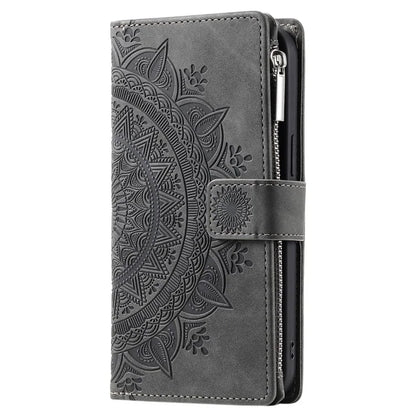 Style 006 For iPhone 16 Case PU Leather Wallet Phone Cover Mandala Flower Pattern