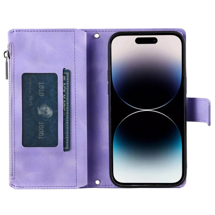Style 006 For iPhone 16 Case PU Leather Wallet Phone Cover Mandala Flower Pattern