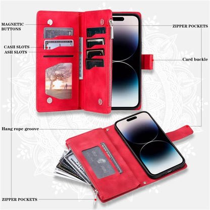 Style 006 For iPhone 16 Case PU Leather Wallet Phone Cover Mandala Flower Pattern
