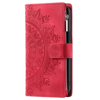 Style 006 For iPhone 16 Case PU Leather Wallet Phone Cover Mandala Flower Pattern