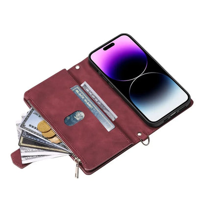 Style 005 For iPhone 16 Case PU Leather Wallet Phone Cover Rhombus Stitching Line