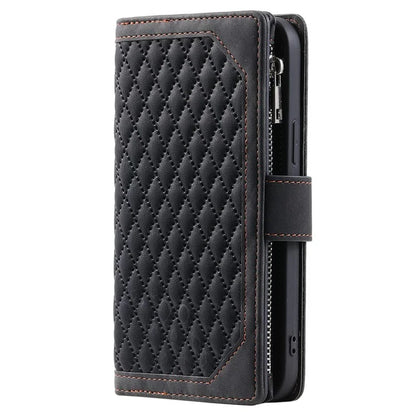 Style 005 For iPhone 16 Case PU Leather Wallet Phone Cover Rhombus Stitching Line