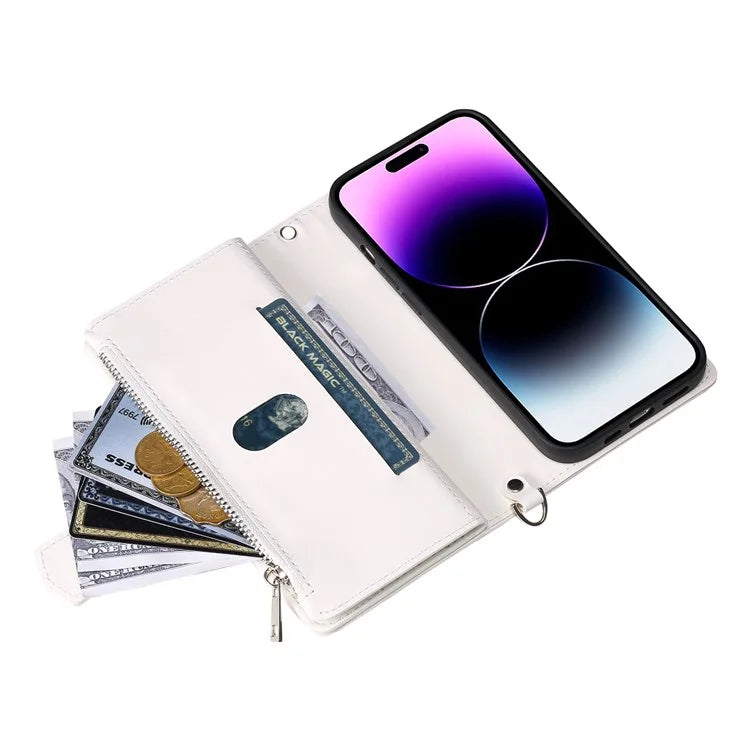 Style 005 For iPhone 16 Case PU Leather Wallet Phone Cover Rhombus Stitching Line