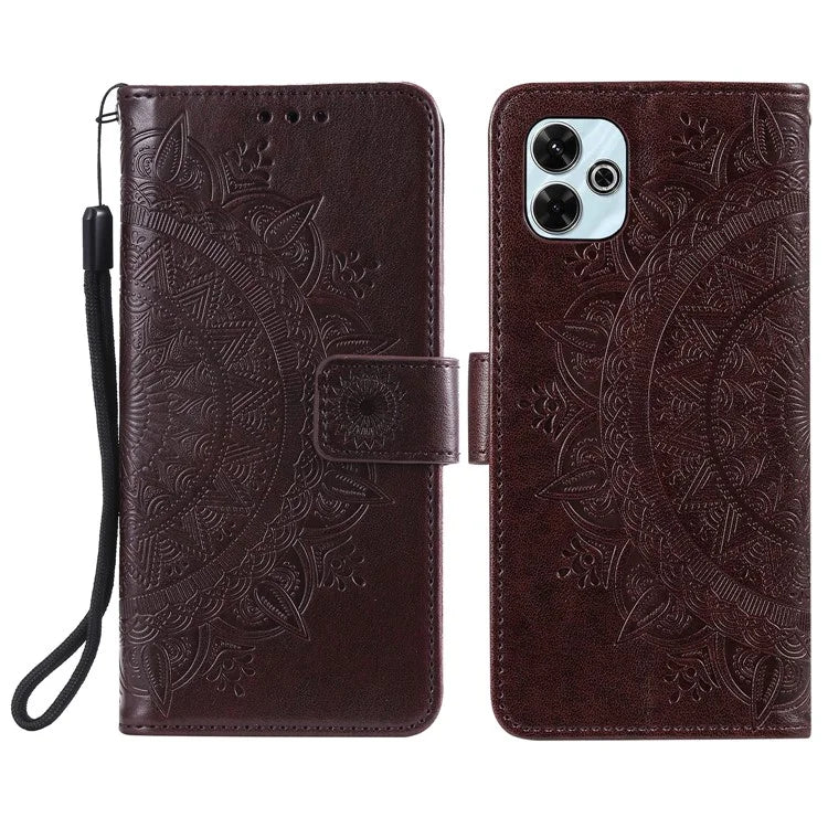 For Xiaomi Redmi 13 5G / 4G Phone Case Imprinted Totem PU Leather Wallet Cover with Stand