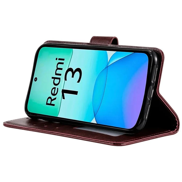 For Xiaomi Redmi 13 5G / 4G Phone Case Imprinted Totem PU Leather Wallet Cover with Stand