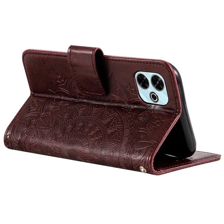 For Xiaomi Redmi 13 5G / 4G Phone Case Imprinted Totem PU Leather Wallet Cover with Stand