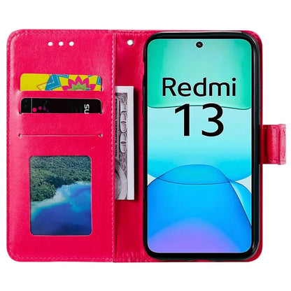 For Xiaomi Redmi 13 5G / 4G Phone Case Imprinted Totem PU Leather Wallet Cover with Stand