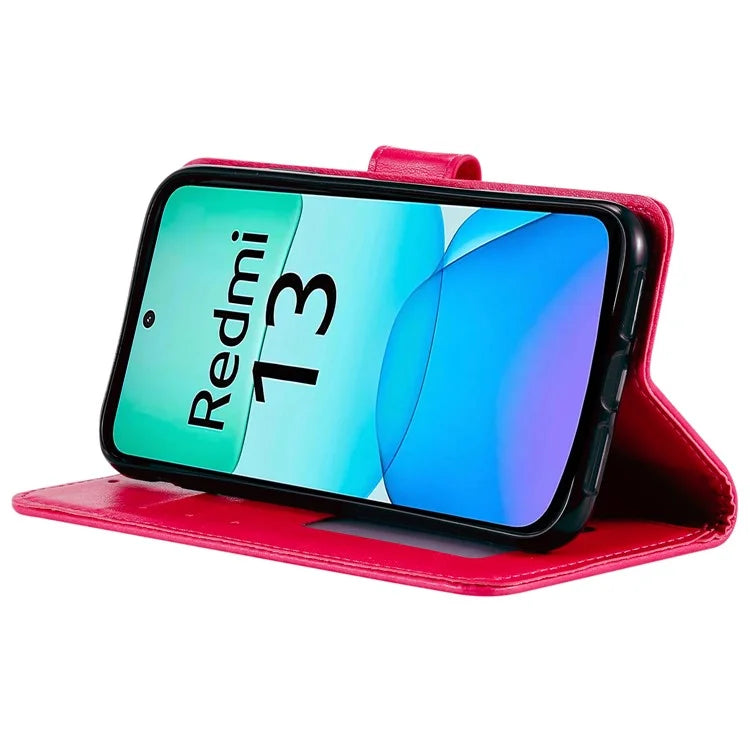 For Xiaomi Redmi 13 5G / 4G Phone Case Imprinted Totem PU Leather Wallet Cover with Stand