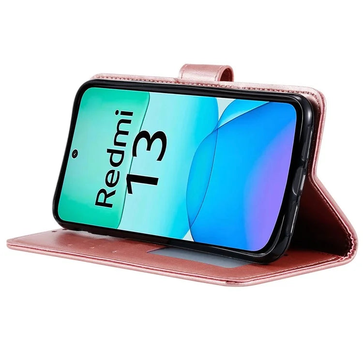 For Xiaomi Redmi 13 5G / 4G Phone Case Imprinted Totem PU Leather Wallet Cover with Stand