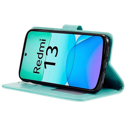 For Xiaomi Redmi 13 5G / 4G Phone Case Imprinted Totem PU Leather Wallet Cover with Stand