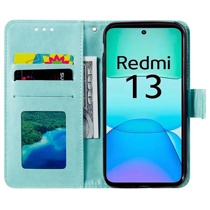 For Xiaomi Redmi 13 5G / 4G Phone Case Imprinted Totem PU Leather Wallet Cover with Stand