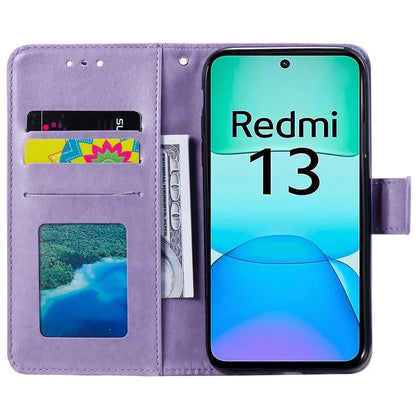 For Xiaomi Redmi 13 5G / 4G Phone Case Imprinted Totem PU Leather Wallet Cover with Stand