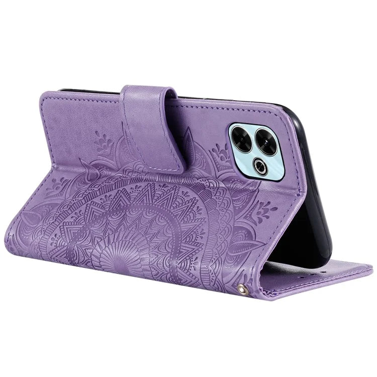 For Xiaomi Redmi 13 5G / 4G Phone Case Imprinted Totem PU Leather Wallet Cover with Stand