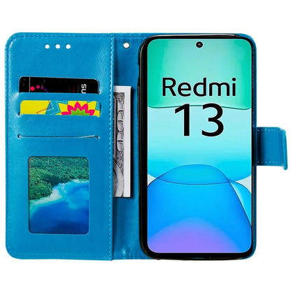 For Xiaomi Redmi 13 5G / 4G Phone Case Imprinted Totem PU Leather Wallet Cover with Stand