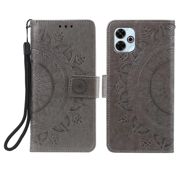 For Xiaomi Redmi 13 5G / 4G Phone Case Imprinted Totem PU Leather Wallet Cover with Stand