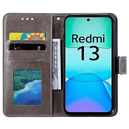 For Xiaomi Redmi 13 5G / 4G Phone Case Imprinted Totem PU Leather Wallet Cover with Stand