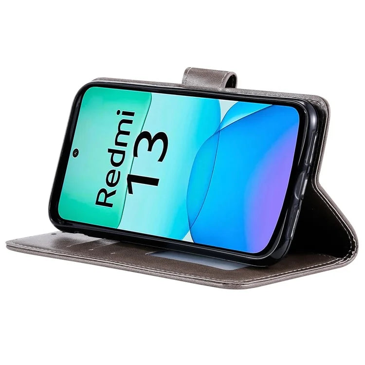 For Xiaomi Redmi 13 5G / 4G Phone Case Imprinted Totem PU Leather Wallet Cover with Stand