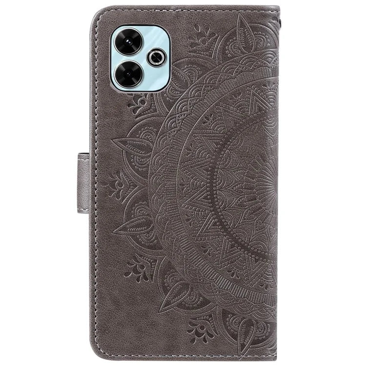 For Xiaomi Redmi 13 5G / 4G Phone Case Imprinted Totem PU Leather Wallet Cover with Stand