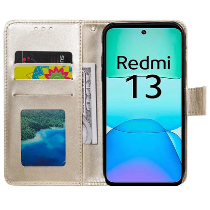 For Xiaomi Redmi 13 5G / 4G Phone Case Imprinted Totem PU Leather Wallet Cover with Stand