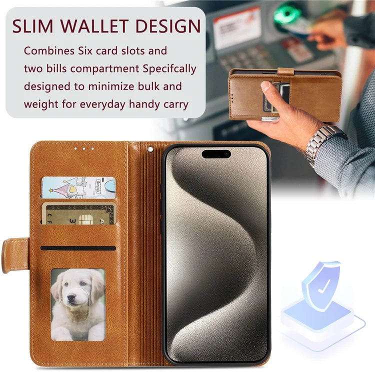 013 Style For Xiaomi Redmi 13 5G / 4G Case Anti-Fall PU Leather Phone Cover with 6 Card Slots