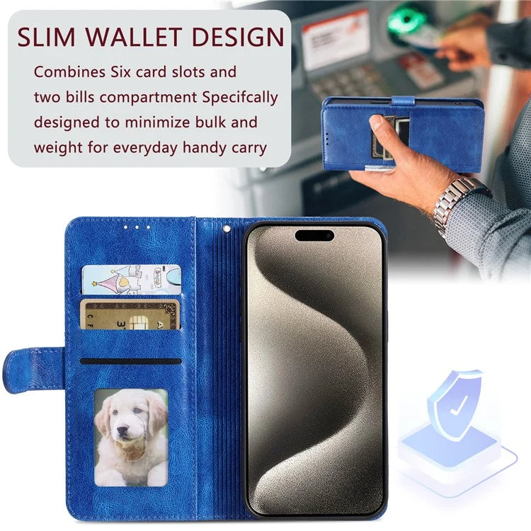 013 Style For Xiaomi Redmi 13 5G / 4G Case Anti-Fall PU Leather Phone Cover with 6 Card Slots