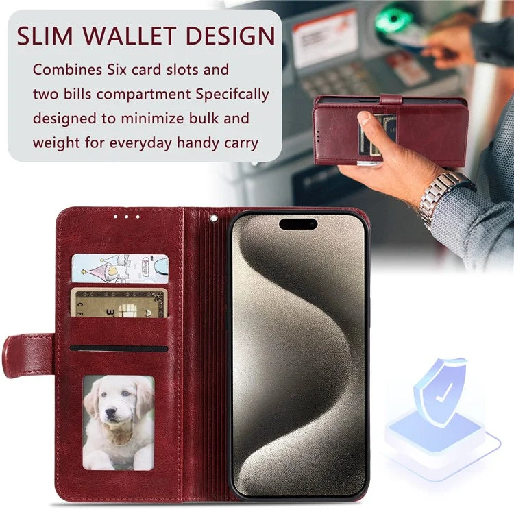 013 Style For Xiaomi Redmi 13 5G / 4G Case Anti-Fall PU Leather Phone Cover with 6 Card Slots