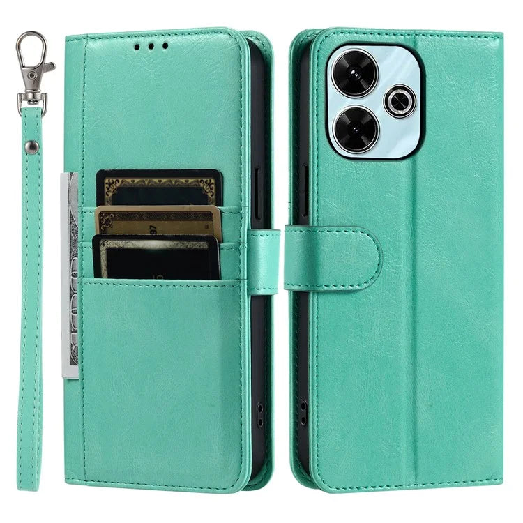 013 Style For Xiaomi Redmi 13 5G / 4G Case Anti-Fall PU Leather Phone Cover with 6 Card Slots