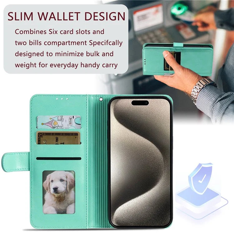 013 Style For Xiaomi Redmi 13 5G / 4G Case Anti-Fall PU Leather Phone Cover with 6 Card Slots