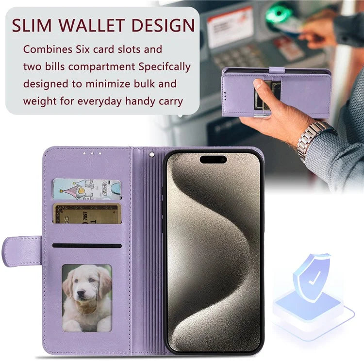 013 Style For Xiaomi Redmi 13 5G / 4G Case Anti-Fall PU Leather Phone Cover with 6 Card Slots