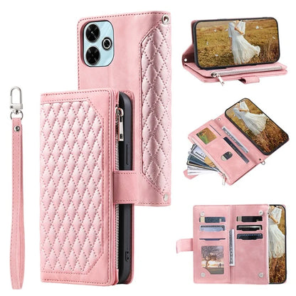 Style 005 For Xiaomi Redmi 13 5G / 4G Wallet Case Rhombus Stitching Line PU Leather Phone Cover