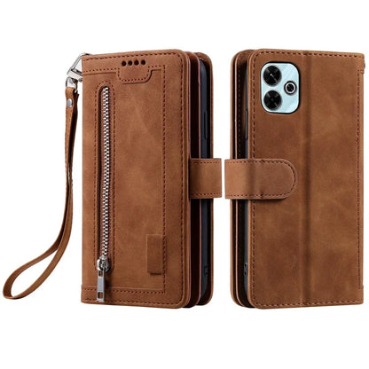 For Xiaomi Redmi 13 5G / 4G Case PU Leather Phone Cover with Zipper Wallet 9 Card Slots