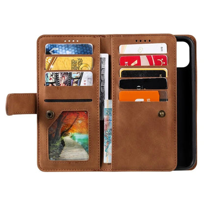 For Xiaomi Redmi 13 5G / 4G Case PU Leather Phone Cover with Zipper Wallet 9 Card Slots